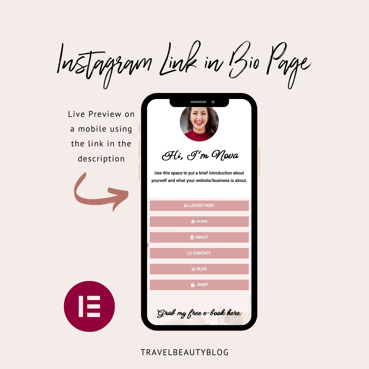 Noa Instagram Link In Bio Template - TravelBeautyBlog