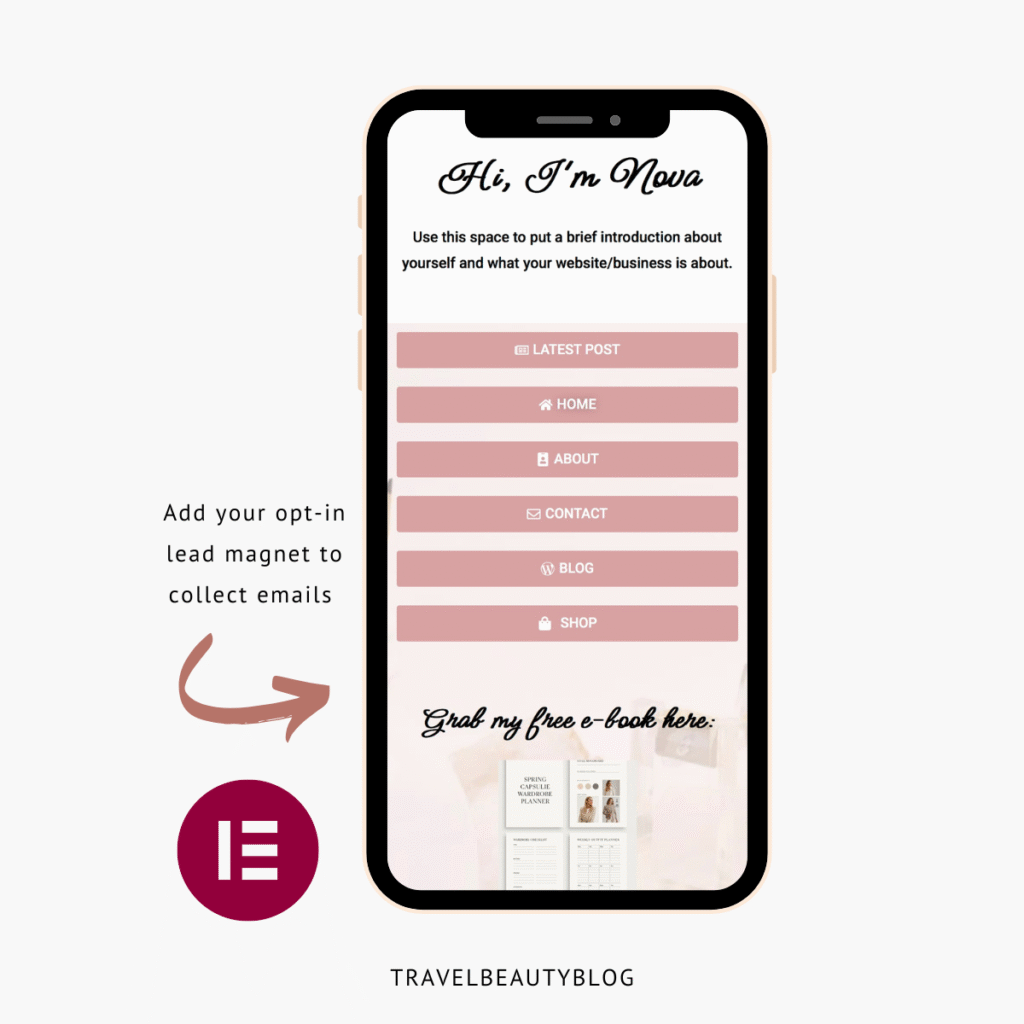 Noa Instagram Link In Bio Template - TravelBeautyBlog