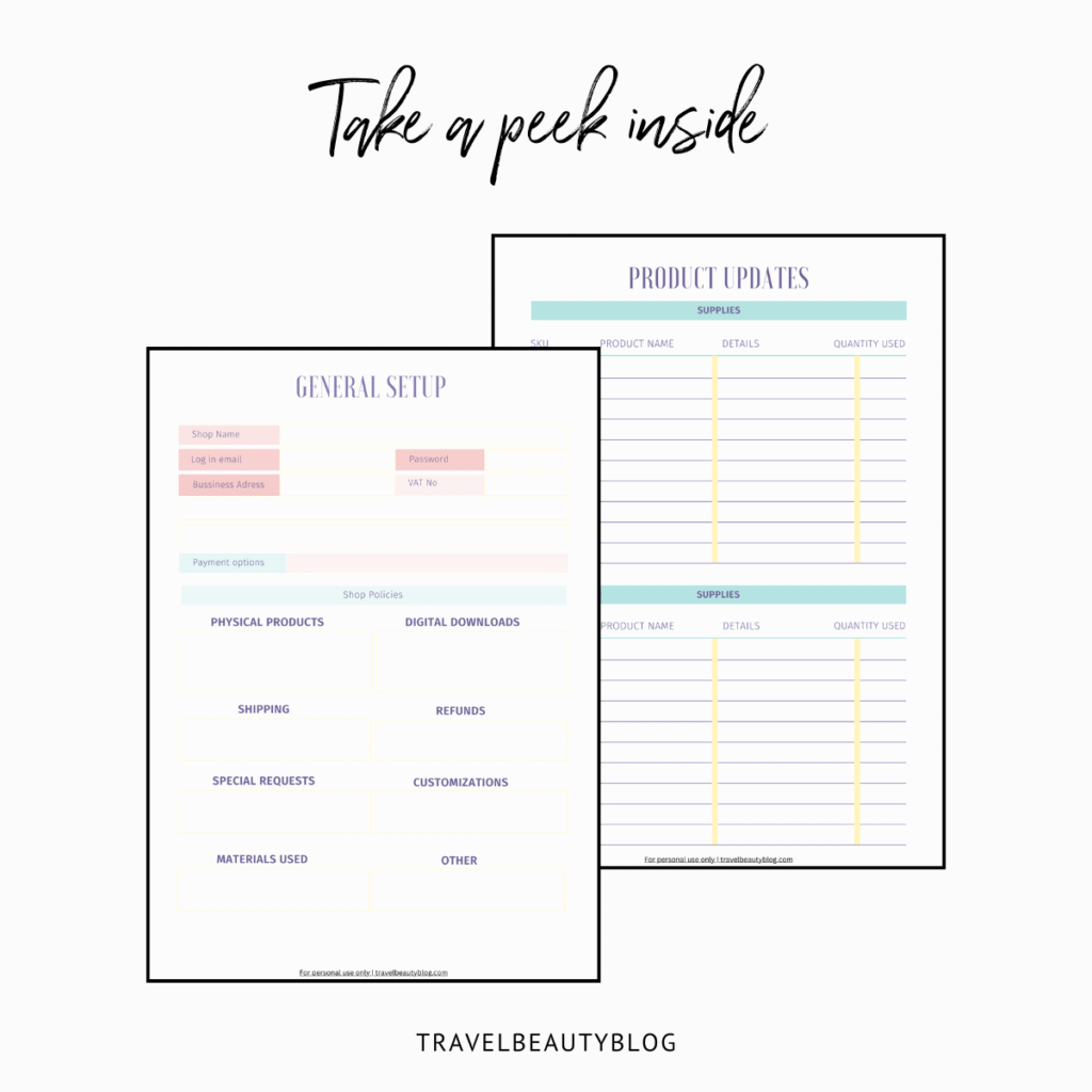 Etsy Shop Planner - TravelBeautyBlog