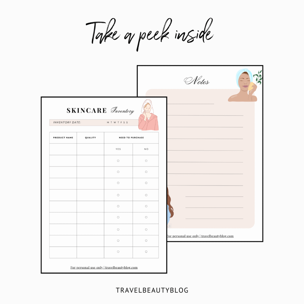 Skincare Routine Planner and Journal - TravelBeautyBlog